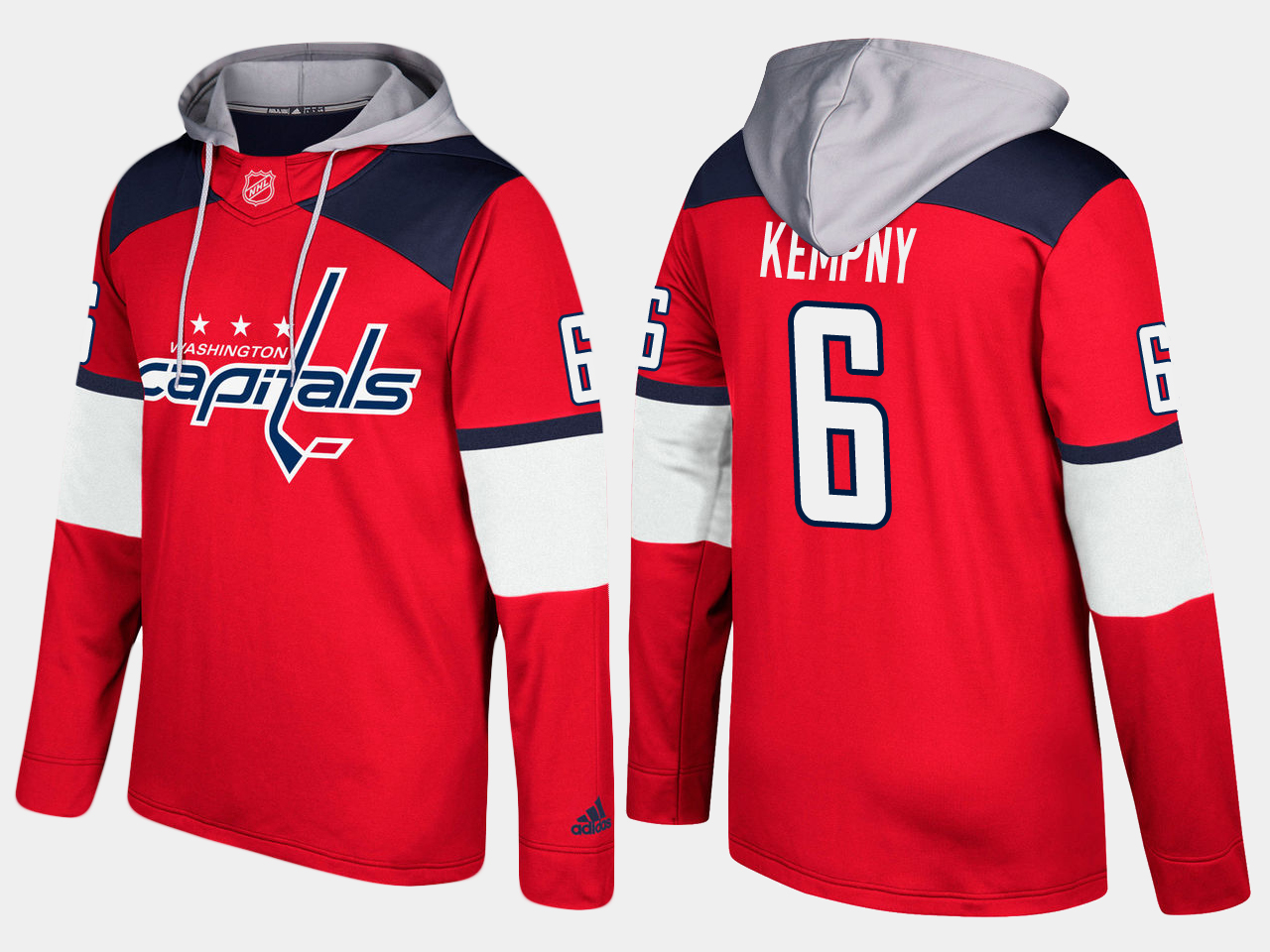 Men NHL Washington capitals #6 michal kempny red hoodie